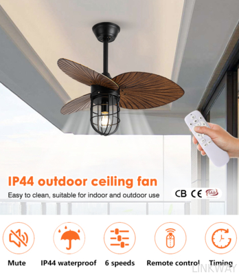 Custom Dining Room Ceiling Fans Remote Control ABS Retro Smart Home Ceiling Fan Light