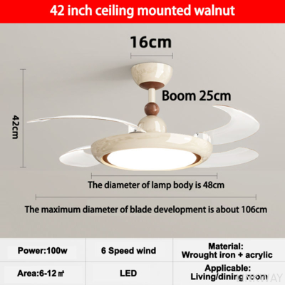 42 Inch Smart Luxury Indoor Fan Light  , Modern Living Room Ceiling Fans With Bright Lights
