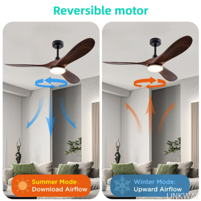 60" White Wood Blade Ceiling Fan With Light , Energy Efficient Ceiling Fans With LED Lights
