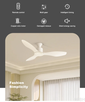 HFBH Model 630 Modern Design 48 Inch Ceiling Fan with White ABS Blade