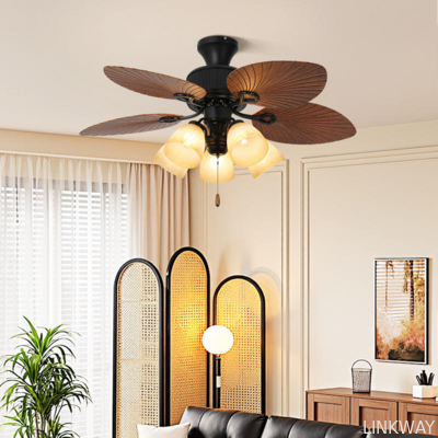 Manufacturer Modern European Luxury Decorative Solid Wood Blade Zipper 220V Ceiling Fan With Light