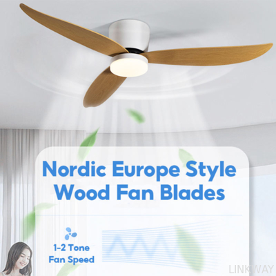 Modern American Style Remote Control Living Room Bedroom Dining Room Led Ceiling Fan Light
