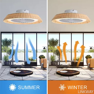 stylish design 18 Inch Rattan Caged Smart Tuya APP Control Ventilador De Techo Modern LED Ceiling Fan With Light and Remote