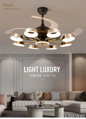 light luxury High Quality Modern Living Room Bedroom Ceiling Fan Lighting Dual Color LED Fan Light