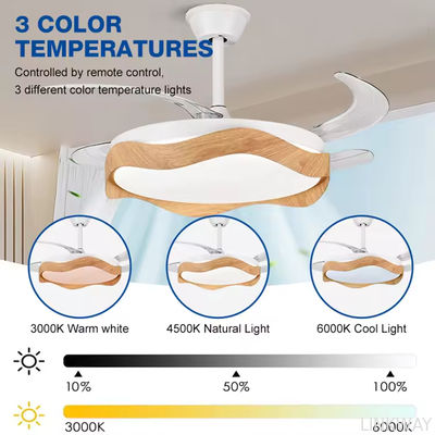 Outstanding Power Hot Selling 42 Inch Natural Wind Slient Bedroom Living Room Remote Control Dimmable 3CCT Invisible Led Ceiling Fan