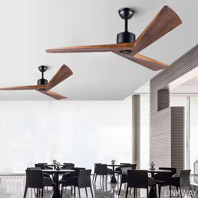 Cross Border New DC Frequency Conversion 42 Inch Ceiling Fan Nordic Modern Log Retro Fan Lamp Ventilador De Techo