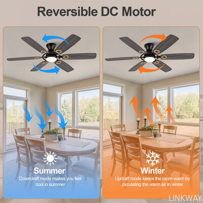 Low Profile Ceiling Fan 72 Inch Industrial Large Ceiling Fan Modern Designer Ceiling Fans with LED Light and Remote Control