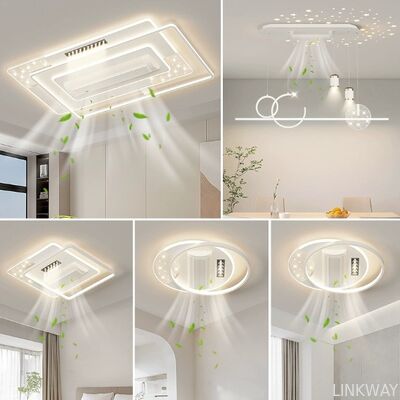 Modern Leafless LED Ceiling Fan with Remote Control Package Acrylic Lighting for New Living Room and Bedroom Whole House