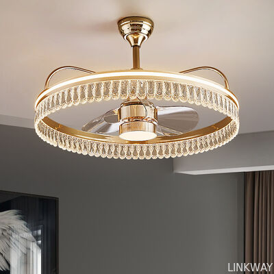 Modern Luxury Crystal Fan Lamp for Bedroom 2026 Trending Invisible Ceiling Fan LED DC Integrated Electric Wind Shaking Head