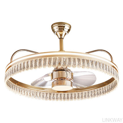 Modern Luxury Crystal Fan Lamp for Bedroom 2026 Trending Invisible Ceiling Fan LED DC Integrated Electric Wind Shaking Head