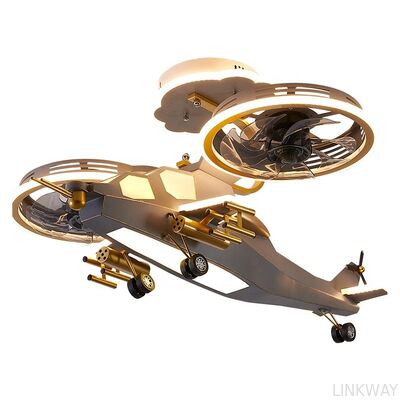 Decoration Helicopter Multi Speed Timer Remote Control Dimmable App Control Modern Led Aircraft Ceiling Fan for Children Bedroom