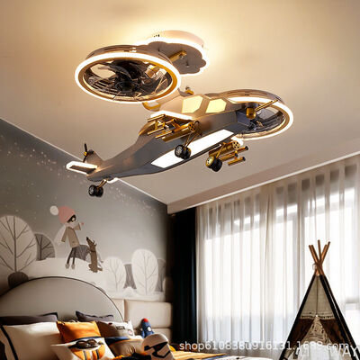 Decoration Helicopter Multi Speed Timer Remote Control Dimmable App Control Modern Led Aircraft Ceiling Fan for Children Bedroom