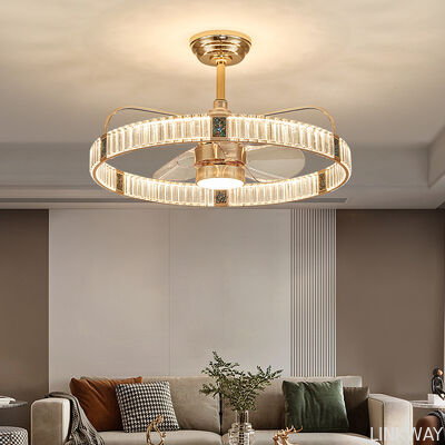 2026 New Style Light Luxury Crystal Ceiling Lamp Round Home & Living Room Chandelier with Fan Home & Bedroom Crystal Fan Light