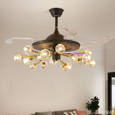 Modern Simple Nordic DC LED Firefly Ceiling Fan Chandelier Remote Control Dimmable 6-Speed for Bedroom Restaurant Living Room