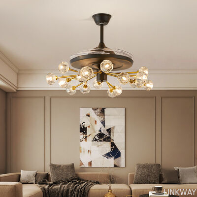 Modern Simple Nordic DC LED Firefly Ceiling Fan Chandelier Remote Control Dimmable 6-Speed for Bedroom Restaurant Living Room