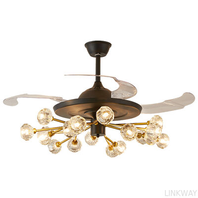 Modern Simple Nordic DC LED Firefly Ceiling Fan Chandelier Remote Control Dimmable 6-Speed for Bedroom Restaurant Living Room