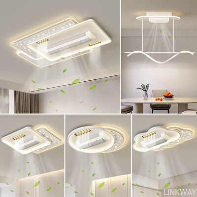 Modern Leafless LED Ceiling Fan Lamp Energy-Saving AC Motor Remote Control Silent Lighting Living Dining Bedroom Flush Mount