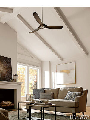 Solid Wood Blades Copper Wire Motor Retro Minimalist Living Room Dining Room Bedroom Quiet Inverter Ceiling Fan with Remote