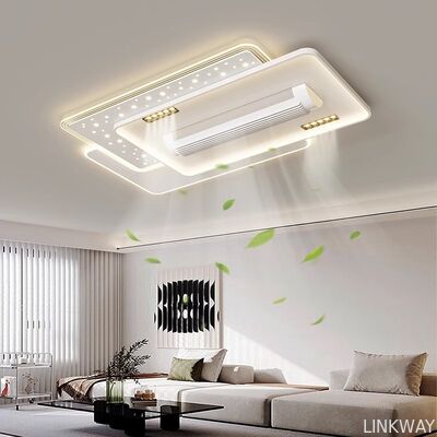 Bladeless Ceiling Lights with Fan and Remote Control Recessed Modern Ceiling Fan with Inverter Fan and Dimmable Light