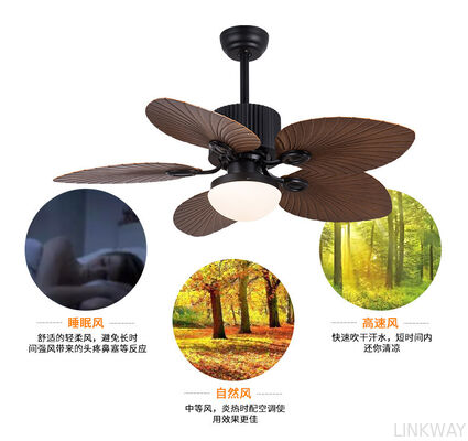 42 Inch Fancy Air Cooling  Decorative New Style Palmate Leaves 4 ABS Blades Ceiling Fan, Include Pull Chain Control