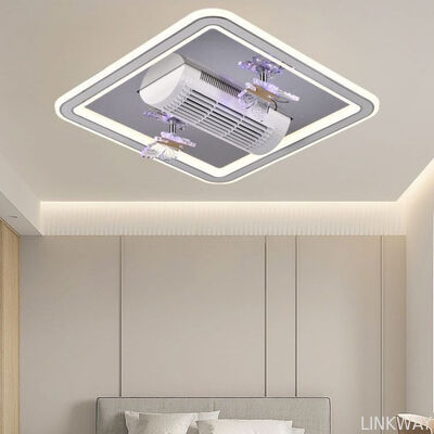 Hotel Living Room Bedroom Remote Control DC Motor Modern Square Bladeless Ceiling Fan with LED Light 6-Speed Dimmable 220V