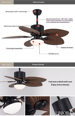 52 Inch Ceiling Fan with Light Kit  with Remote Control 5-blades ABS Fan Light