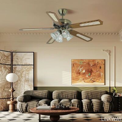 Classic Metal Ceiling Fan Lamp with Light AC Motor Electric Remote Control for Hotel & Household Use 5 Blades