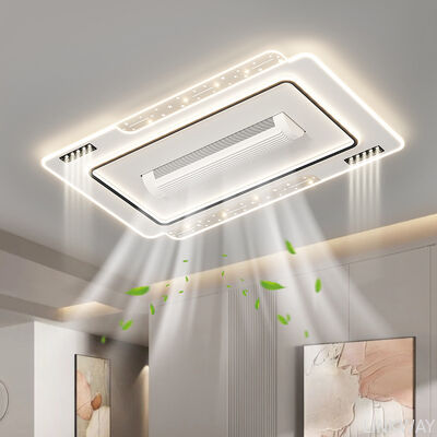 New Design Bladeless Modern Square Led Ceiling With Light Remote Control White Invisible Fan Lamps for Living Room