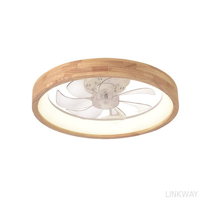 Japanese-Style LED Ceiling Fan Lamp Solid Wood Modern Nordic for Master Bedroom Living Dining Room 110V Cross-Border Metal