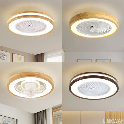 Japanese-Style LED Ceiling Fan Lamp Solid Wood Modern Nordic for Master Bedroom Living Dining Room 110V Cross-Border Metal