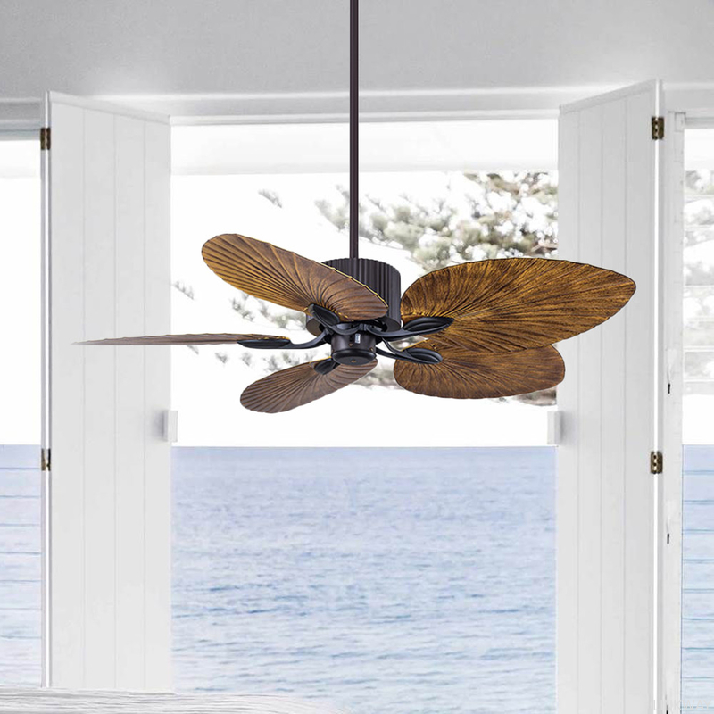 Factory New Product Home Decorative 52 Inch ABS 5 Blades Palm Leaves Household Remote Control Bldc Ceiling Fan