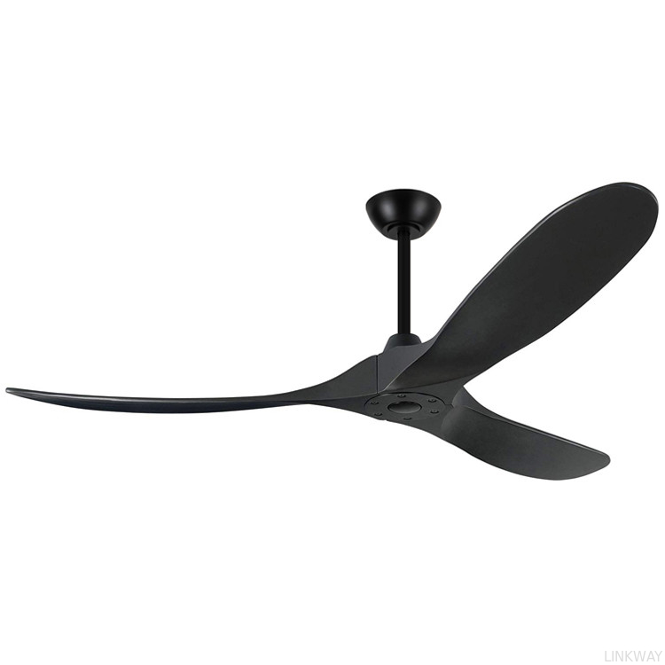 Manufacturer 60 Inch Matte Black Ceiling Fan With Dark Walnut , Solid Wood Blade Ceiling Fan No Light