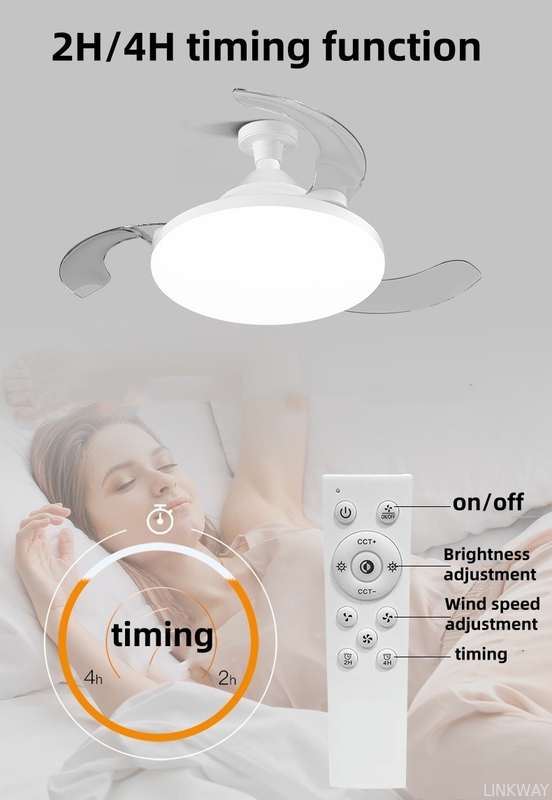 wholesale  3 Color Stepless Dimming Invisible Blade Ceiling Fan With LED Light And Remote