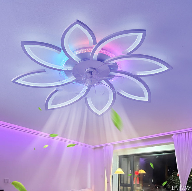 wholesale   72W Dreaming Colorful Ceiling Fans With Lights , APP Rmt Ctrl Dimmable LED Smart Ceiling Fan Light