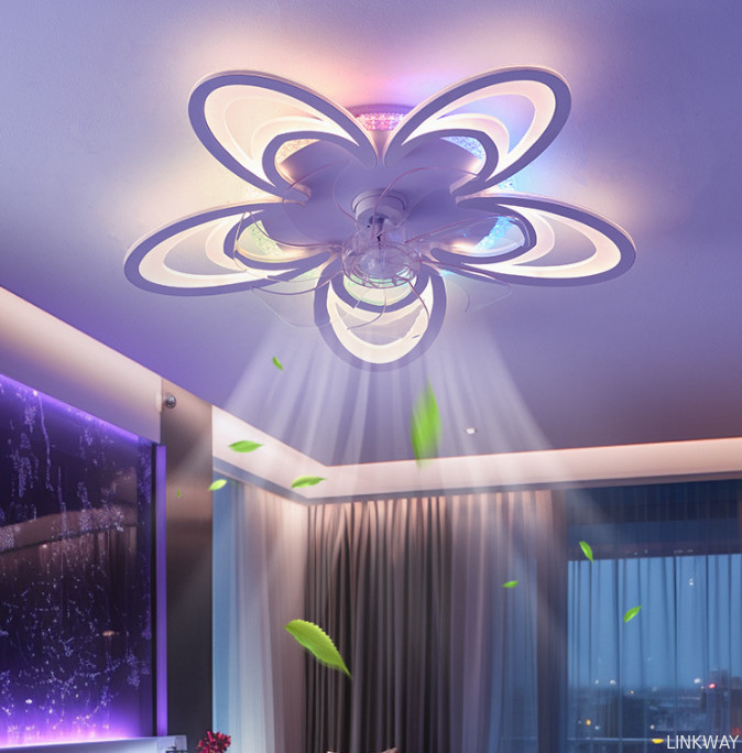wholesale   72W Dreaming Colorful Ceiling Fans With Lights , APP Rmt Ctrl Dimmable LED Smart Ceiling Fan Light