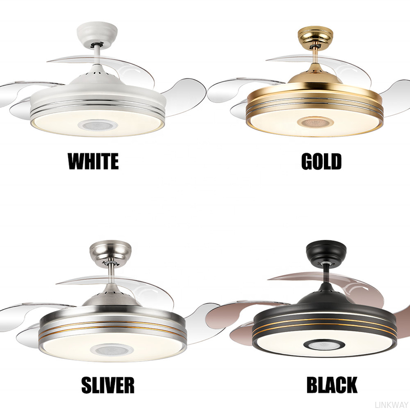 Factory Bedroom Modern Ceiling Fans With Lights And Retractable Blades