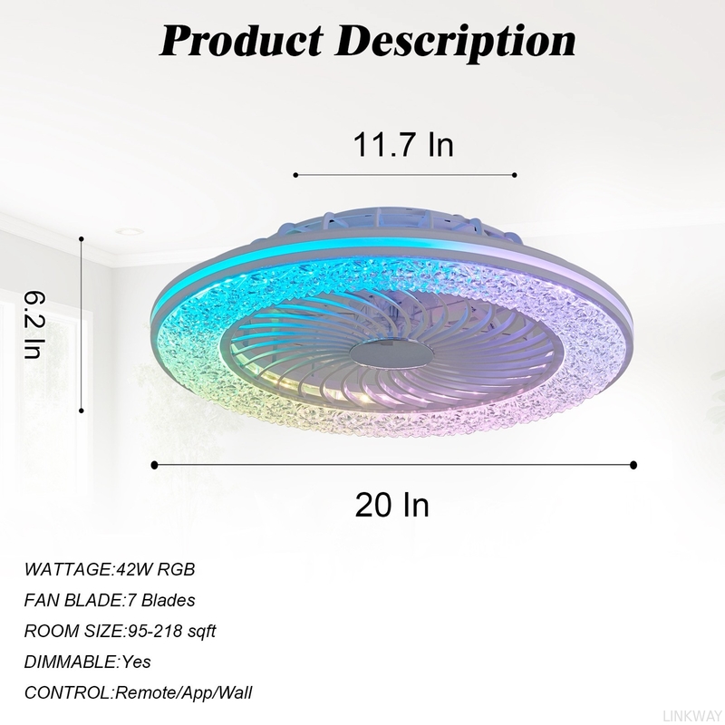 Manufacturer 72W Super Bright APP LED Smart Ceiling Fan Light For Bedroom Apartment Villa