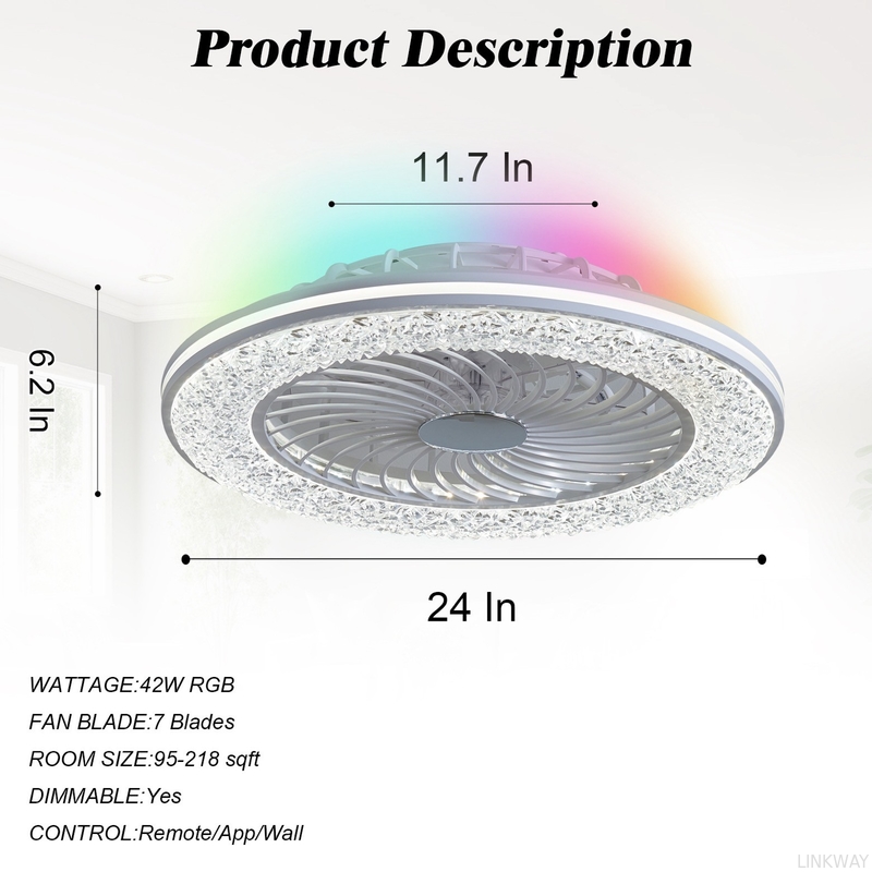 Manufacturer 72W Super Bright APP LED Smart Ceiling Fan Light For Bedroom Apartment Villa