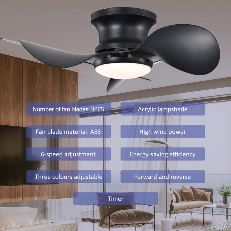Manufactory  Dimmable LED Flush Mount Ceiling Fan With LED Light Customized