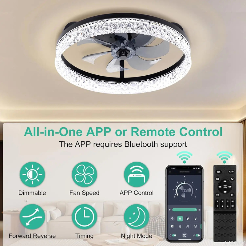 Factory Modern Home Black White Gold Lamp Certificate 48W Ceiling Fans Replacement 5CCT Adjustable with DIP Switch Ceiling Lights