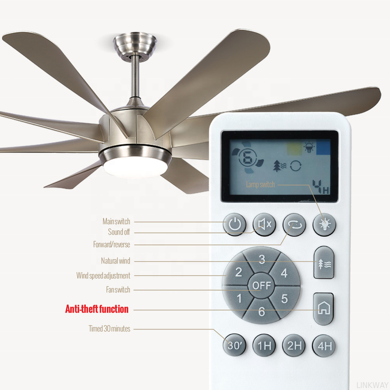 Manufacturer 60 Inch ABS 8 Blade Luxury Modern Nordic Ceiling Fan , BLDC LED Ceiling Fan With Light