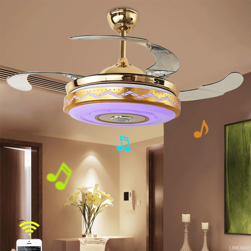Factory Invisible Blade Living Room Decorative Ceiling Fan , Modern Enclosed Ceiling Fan With Light