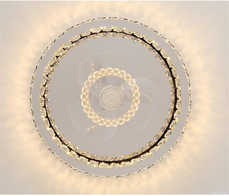 wholesale  Light Luxury Crystal Ceiling Fan Light Nordic Silent Concealed Ceiling Fan With Light