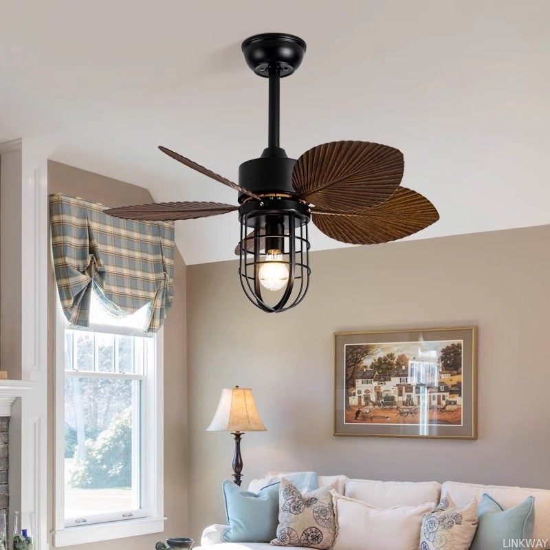 Wholesale factory Custom Dining Room Ceiling Fans Remote Control ABS Retro Smart Home Ceiling Fan Light