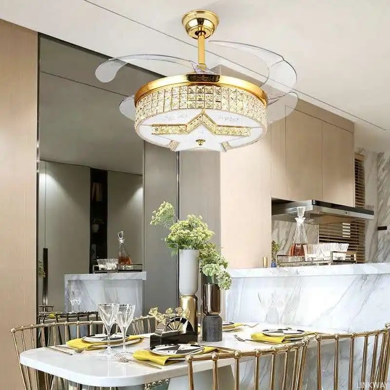 Wholesale factory 42 Inch Crystal Ceiling Fan Light , Modern European Style Ceiling Fans