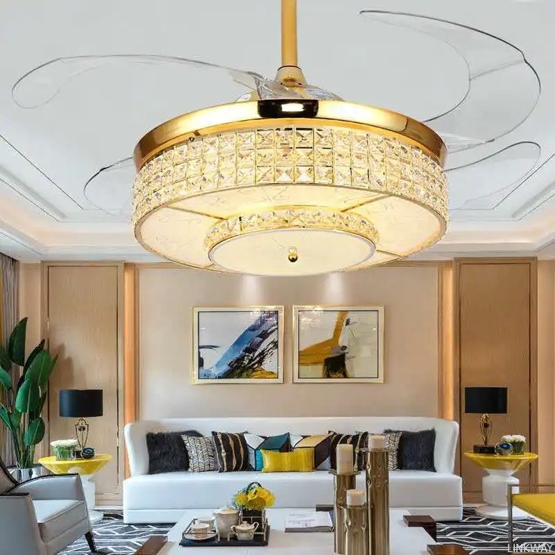 Wholesale factory 42 Inch Crystal Ceiling Fan Light , Modern European Style Ceiling Fans