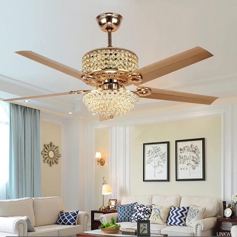 Factory Modern Crystal Ceiling Fan With Light And Remote , 3 Light Ceiling Fan Remote Control