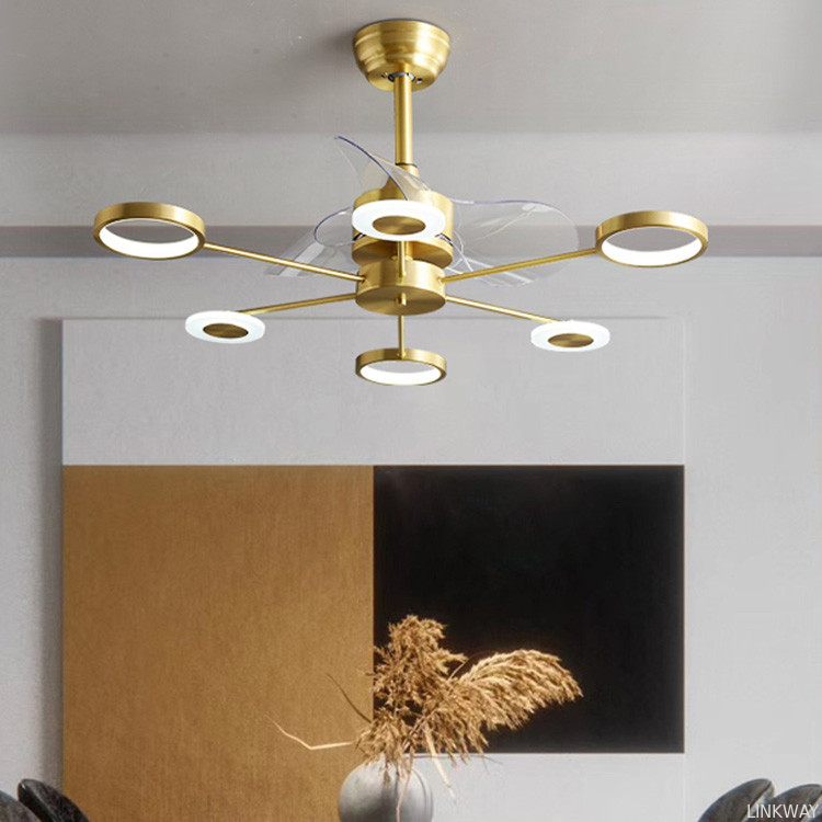 wholesale    Low Noise Crystal Ceiling Fan Light , Copper Ceiling Fan With Light And Remote