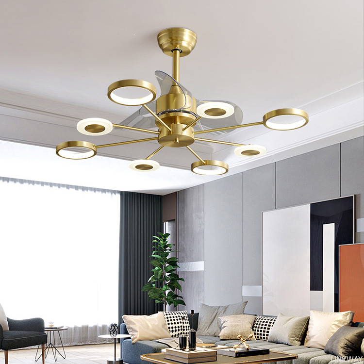 wholesale    Low Noise Crystal Ceiling Fan Light , Copper Ceiling Fan With Light And Remote