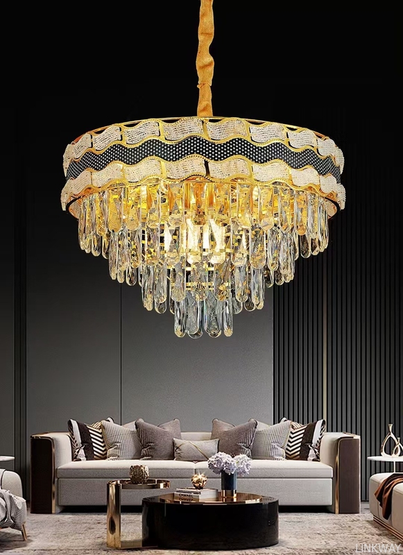 Wholesale   Retractable Crystal Chandelier Ceiling Fan With Light And Remote Control